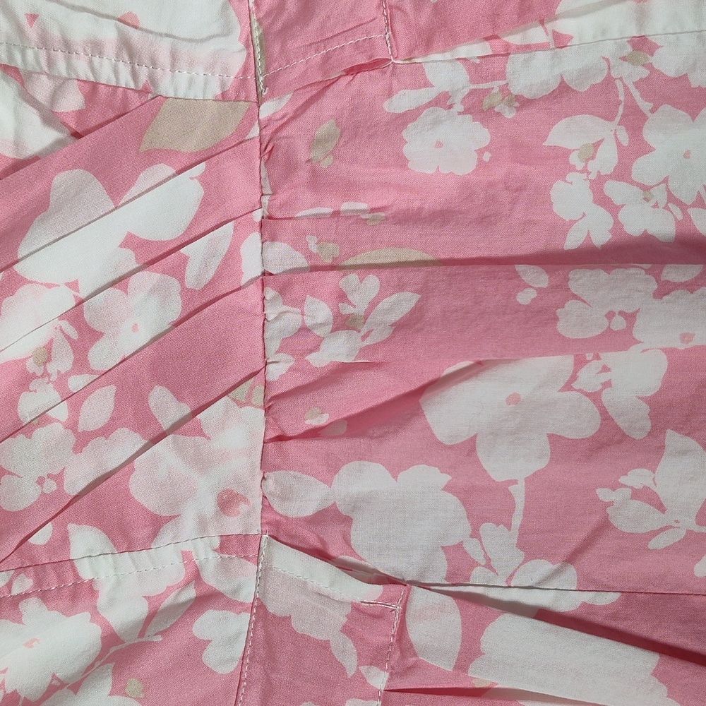 Garnet Hill white and pink floral cotton midi dress 4 - Picture 6 of 10